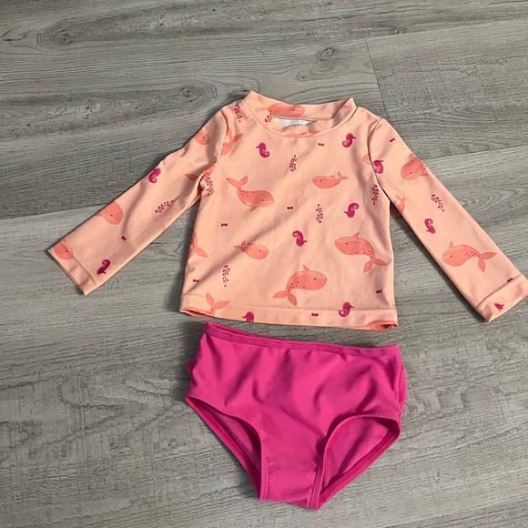 Carters Long Sleeve Rashguard Swimsuit Set - Picture 1 of 8